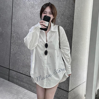Sơ mi đính đá nữ size 40kg - 60kg, sơ mi trắng dài tay, sơ mi học sinh, sơ mi dài tay đính đá nữ mazic store