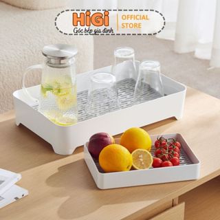 Khay Úp Cốc Ly Để Bàn Có Rãnh Thoát Nước Thiết Kế Thanh Thoát Tinh Tế, Khay Nhựa Đựng Đồ, Hoa Quả