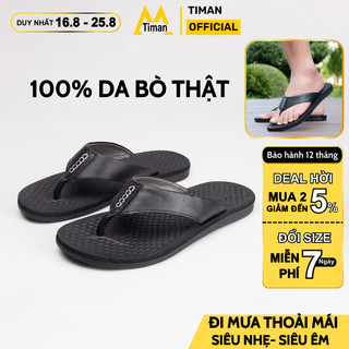 Dép nam xỏ ngón đẹp quai ngang kiểu quai hậu chất liệu da tông cao cấp bảo hành 1 năm DK13 TIMAN