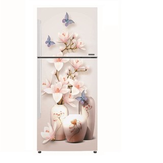 Decal dán tủ lạnh 3D BÌNH HOA GỐM TRẮNG  chống nước và lau chùi thoài mái - Trang trí nhà cửa