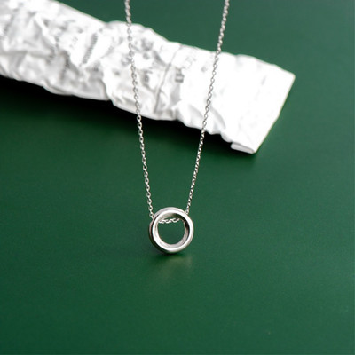 Dây chuyền bạc nữ TLEE mẫu mặt tròn hình khối luồn dây basic TLEE JEWELRY D0220