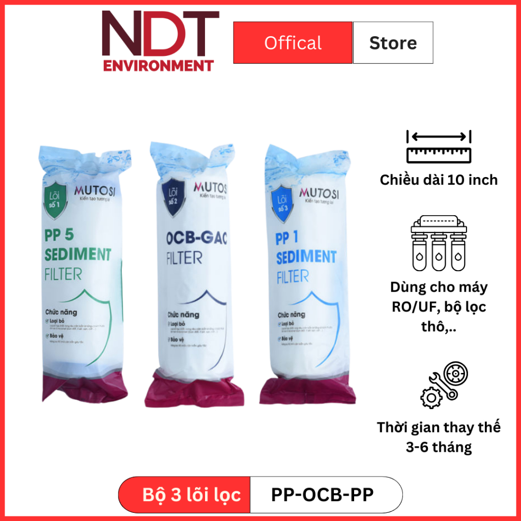 Lõi lọc nước, Bộ lõi lọc thô Mutosi dùng cho máy lọc nước