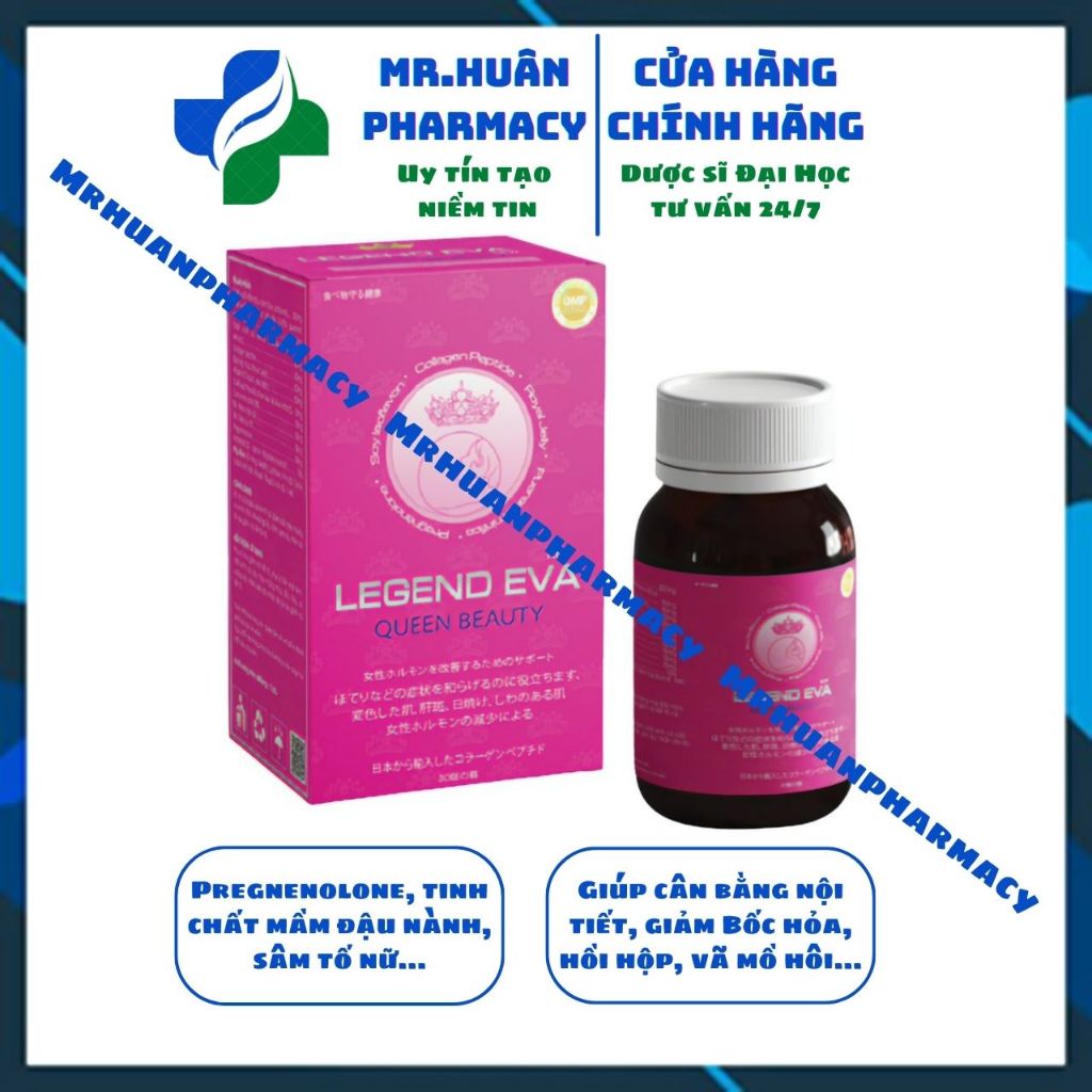 Legend Eva (Hộp 30 viên) - Giúp cân bằng nội tiết tố, bổ sung Mầm đậu nành, Sâm tố nữ, Collagen