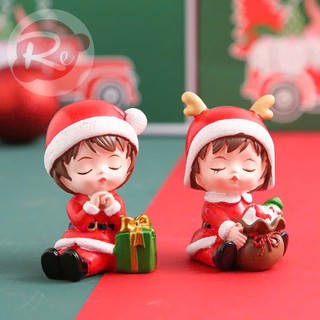 [SIÊU RẺ❤️] – Tượng Trai Gái Noel (1 Cặp) - Trang trí bánh sinh nhật  bánh kem