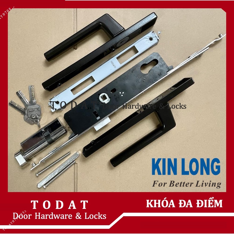 Khóa Tay Gạt Đa Điểm KINLONG Cửa đi nhôm Xingfa hệ 55 (Đen/Trắng)