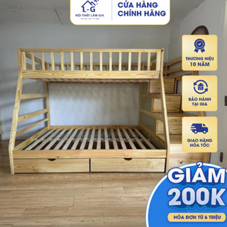 GIƯỜNG TẦNG GỖ THÔNG 1M-1M4 CHO GIA ĐÌNH, GIƯỜNG GỖ NHẬP KHẨU [GIAO HỎA TỐC HCM]
