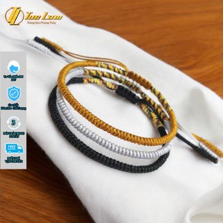  Set 3 vòng tay chỉ tây tạng màu vàng đen xám hợp mệnh bện chỉ ngũ sắc tây tạng hai đầu - DIY TUỆ LÂM 