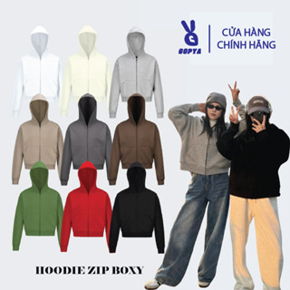 Áo Hoodie Zip Boxy GOPYA Local Brand unisex nỉ ngoại- Áo khoác nỉ trơn form croptop nam nữ basic