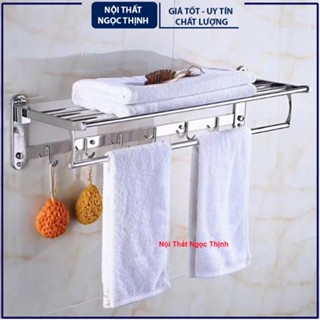 Kệ treo khăn (giá treo khăn) đôi 2 tầng (MKT- 15 GẬP) inox 304 bóng sáng treo khăn phòng tắm sang trọng