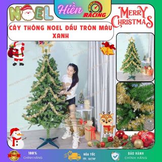 Cây thông noel 1m8 ĐẦU TRÒN Xanh trang trí giáng sinh  kèm ngôi sao đỉnh, dây kim tuyến (LP-TNQC-6)