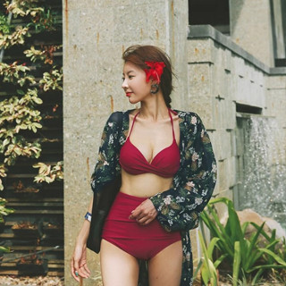  Bikini đồ bơi nữ đi biển gọng xoắn quần nhún lưng cao che bụng  kèm hình thật  