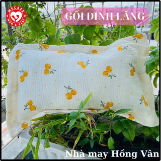 "Vỏ gối xô Muslin ruột Đinh lăng" Gối đinh lăng cho bé sơ sinh (chống giật mình, thấm mồ hôi, thơm cả ngày)
