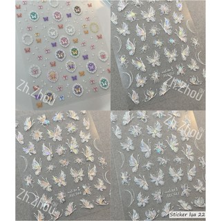 Sticker lụa 5D, Sticker bướm, Sticker nơ miếng dán móng tay nail, sticker nail trang trí móng