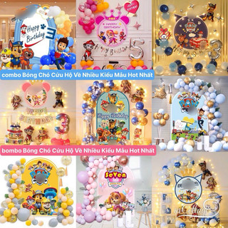 Set Bóng Trang Trí Sinh Nhật Backdrop Chó Cứu Hộ