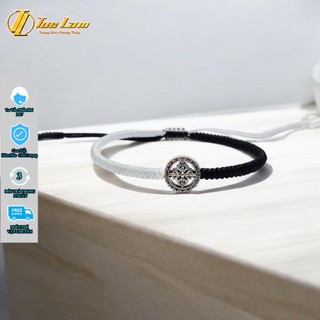 Vòng tay may mắn bánh xe pháp luân bện dây chỉ đen và trắng kiểu Tibets đối xứng - DIY TUỆ LÂM