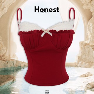 Áo dây CÚP ngực phối ren sexy đính nơ xinh đẹp chất thun gân co dãn mát mẻ có mút- Honest Nữ Women Top Viền Ren - mùa hè