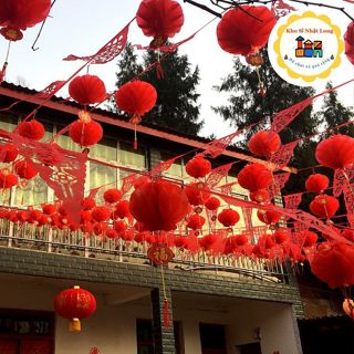 Combo 10 Đèn Lồng Giấy Nhựa Màu Đỏ Treo Tết, Lễ Hội, Cưới Hỏi, Đèn Lồng Trang Trí Bắt Mắt