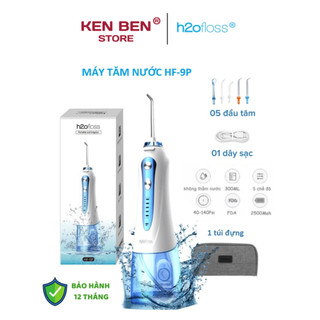 Máy Tăm Nước H2OFloss HF-9P Siêu Mạnh, Sạch Răng, Tặng Túi Vải, 5 Đầu Phun, Bảo Hành 12 Tháng