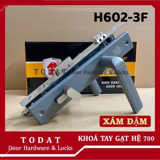 Khoá tay gạt jeely h602 hệ 700 màu xám đậm dùng cho cửa nhôm, sắt, gỗ đố nhỏ 3x6
