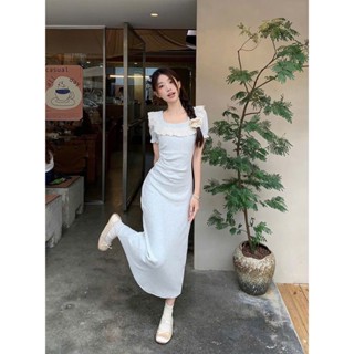 Váy Đầm Cổ Vuông Phối Ren Tay Bồng Phong Cách Ngọt Ngào Váy Chữ A Tôn Dáng Chiết Eo Mẫu Mới Mùa Hè Cho Nữ