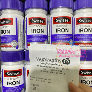 Viên uống sắt hữu cơ, sắt swisse ultiboost iron với vitamin c, tảo xoắn 30 viên úc