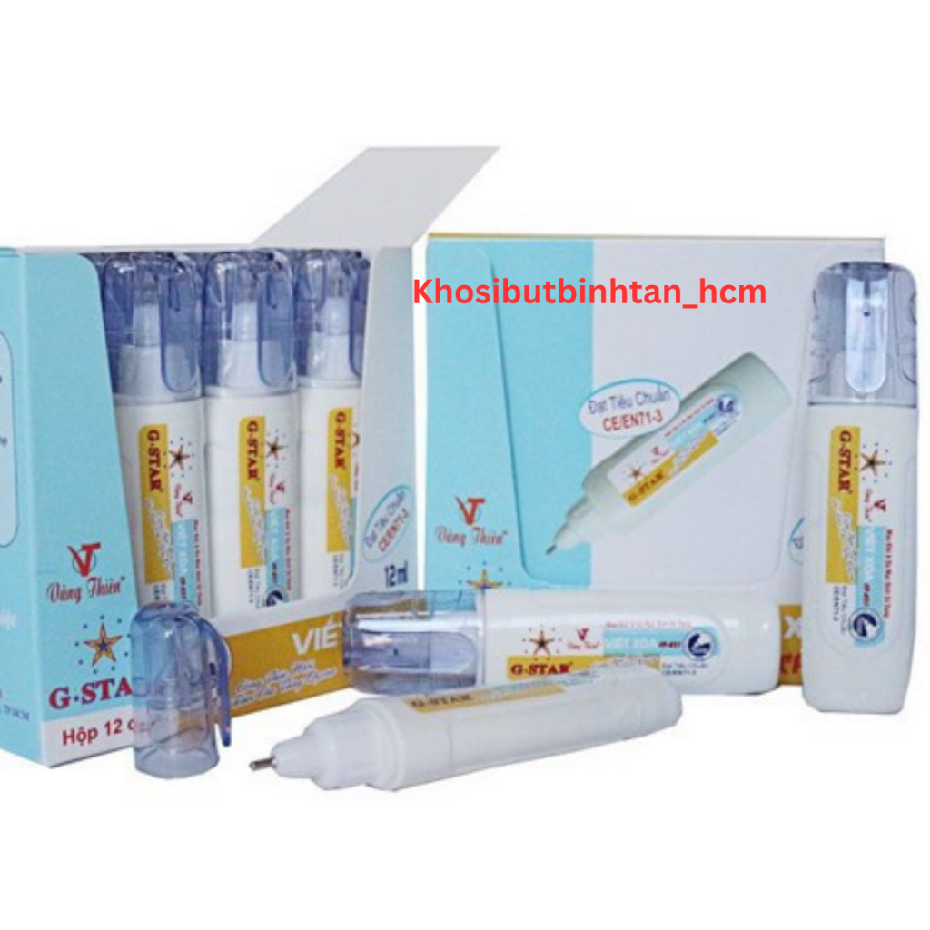 Combo 3 bút xóa nước màu trắng Gstar 12ml, viết xóa nước Gstar CP-027 12ml, bút xóa học sinh nhanh k