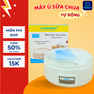 Máy làm sữa chua Chefman 8 cốc, dung tích 1600ml - Có Khay Chống Vỡ Cốc An Toàn - Bảo Hành 24 tháng