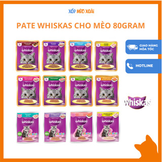 Pate Whiskas cho mèo - 80gram - Nhiều hương vị -Thức ăn ướt cho mèo lớn, mèo con