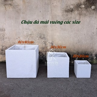 Chậu xi măng đá mài vuông 30x30, chậu đá mài vuông 30x30