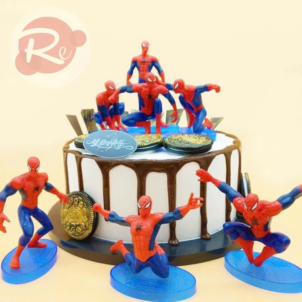 [Siêu Rẻ❤️] – Bộ Người Nhện 7 Món - Trang Trí Bánh Sinh Nhật Bánh Kem