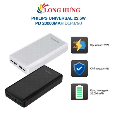 Sạc dự phòng Philips Universal 22.5W PD 20000mAh DLP8790 - Hàng chính hãng