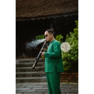 Bộ áo bà ba nam kate xanh lá cây truyền thống - Có bộ bà ba Bigsize- may sỉ bà ba toàn quốc - May bộ bà ba theo yêu cầu