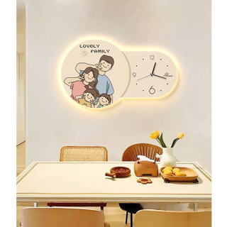 Đồng Hồ Tráng Gương Đèn LED Cao Cấp Gia Đình Phong Cách Anime Đáng Yêu Decor Phòng VIP