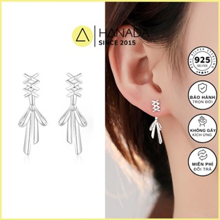   BH TRỌN ĐỜI  Bông Tai BẠC 925 HANADA Nơ Đan Dây Cách Điệu Nữ Tính Dễ Thương 1828 B9 