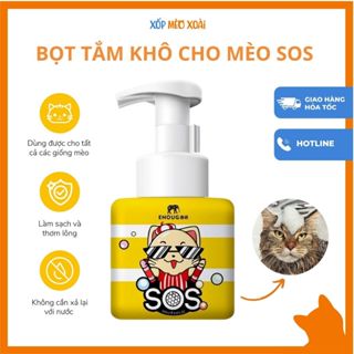 [CHÍNH HÃNG] Bọt Tắm Khô Cho Mèo SOS 250ML - Sữa tắm thú cưng khô dạng bọt, không cần xả nước, sạch sẽ, thơm tho
