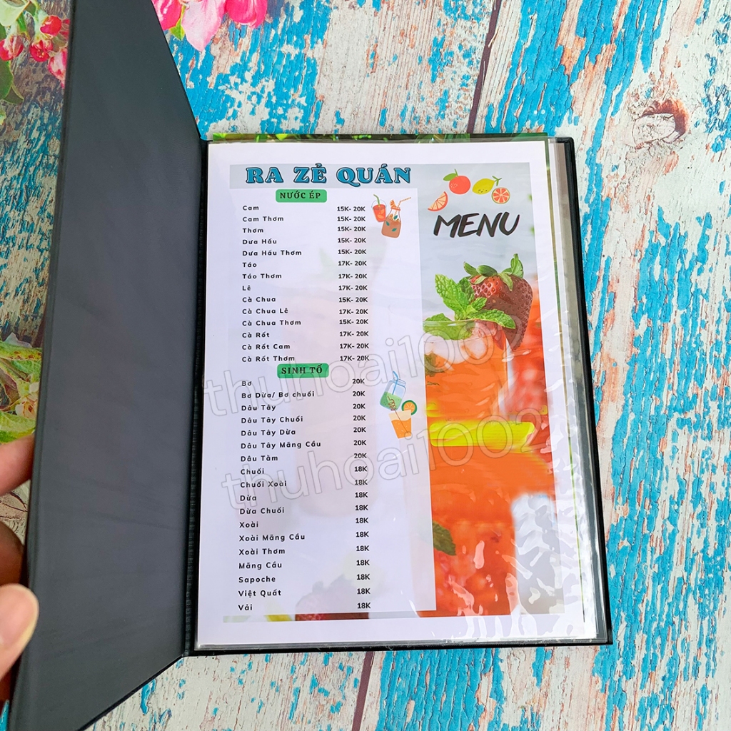 Sổ menu bìa da A4 ( 20 tờ )