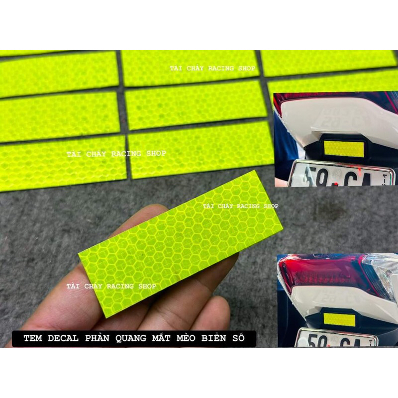 [ 1 TEM ] TEM DECAL PHẢN QUANG ĐUÔI DÁN MẮT MÈO BIỂN SỐ