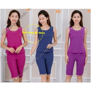 Đồ bộ mặc nhà thun solen lửng phối ren đẹp
