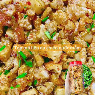 Tóp mỡ liền da chiên nước mắm -tóp mỡ mắm tỏi- hộp 350 gram - đồ ăn vặt