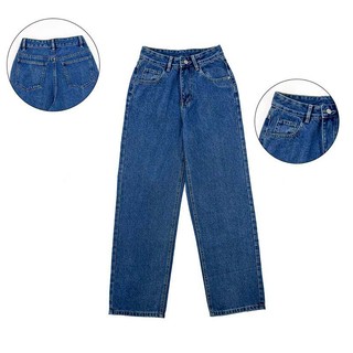 Quần baggy jean nữ JL JohnsonLi lưng cao dáng rộng, chất denim không co giãn, kết nút MS190