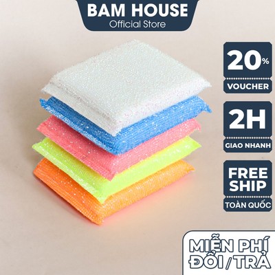Bộ 5 cước rửa chén Bam House nhiều màu siêu sạch CRM05