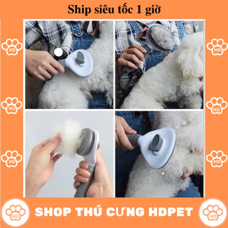 Lược chải lông chó mèo có nút bấm CHÍNH HÃNG CLEAN size to chải lông chó mèo