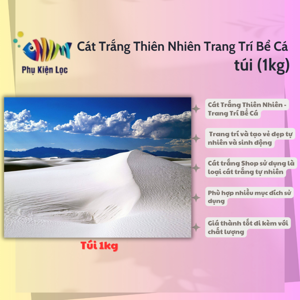 Cát Trắng Thiên Nhiên Trang Trí Bể Cá túi (1kg)