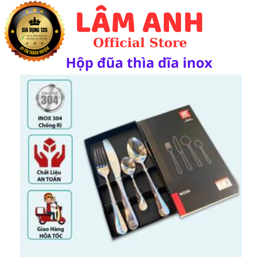 Bộ 4 dao muỗng inox bóng loáng thời thượng sang trọng - LA545