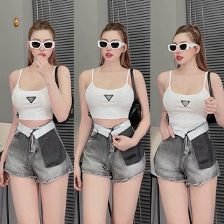 Áo 2 dây croptop logo tam giác bozip ảnh thật đủ màu