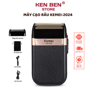 Máy Cạo Râu Khô Lưỡi Kép KEMEI KM-2024, Cạo Sát Không Rát, Chống Thấm Nước, Động Cơ Siêu Khỏe