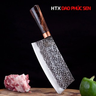 Dao chặt gà HTX DAO PHÚC SEN CG03TDD nhíp xe cán gỗ 22cm