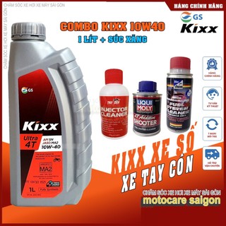 COMBO Nhớt Kixx Ultra Fully SN 1L và  Dung Dịch Vệ Sinh Buồng Đốt Thunder, Liqui, Bluechem