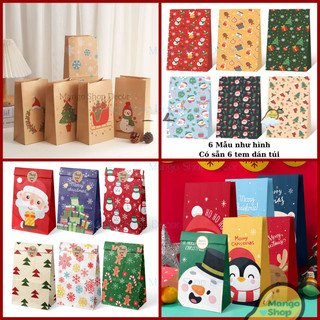 Set 6 Túi Giấy Nhỏ Gói Quà Tặng Đựng Bánh Quy Họa Tiết Giáng Sinh Noel 