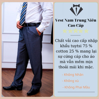 Quần âu nam trung niên hồng ngọc, quần tây công sở ống đứng vải nhập khẩu cao cấp